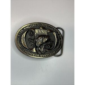 1987 Bass Anglers Sportsman Society Twentieth Anniversary Belt Buckle Vtg